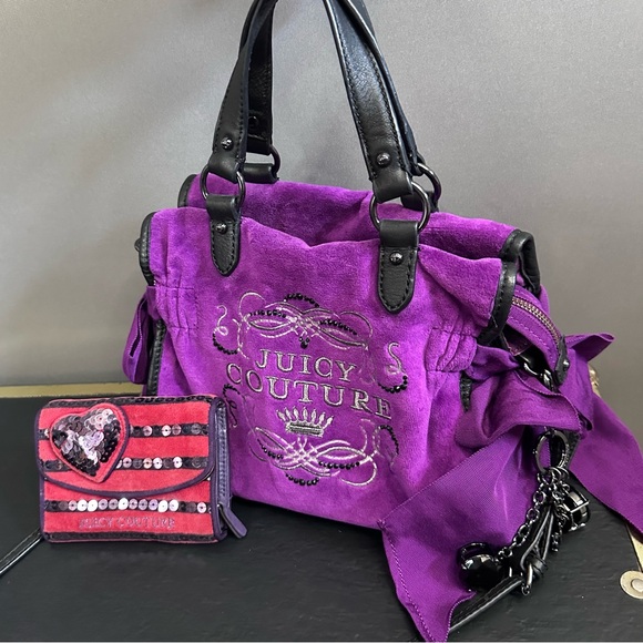 Juicy Couture Handbags - Y2k Style Juicy Couture Purple Satchel Bag Charms with Free Wallet
